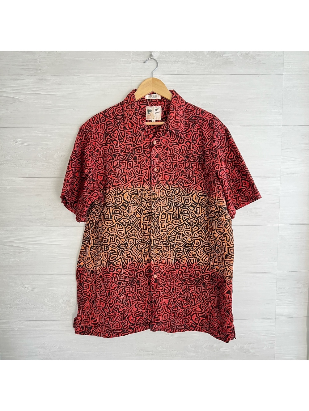 Vintage ME Sport Abstract Tribal Hawaiian Camp Shirt Cotton Men’s L USA